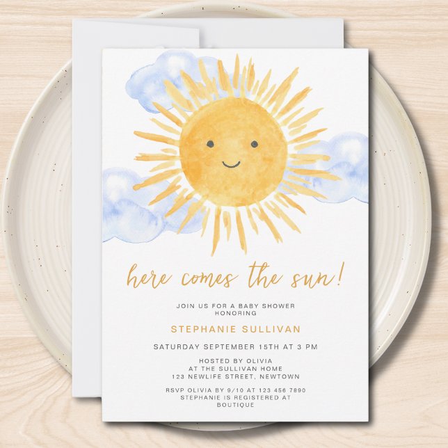 Here Comes The Sun Boy's Baby Shower Invitation (Creator Uploaded)