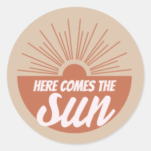 Here comes the sun classic round sticker