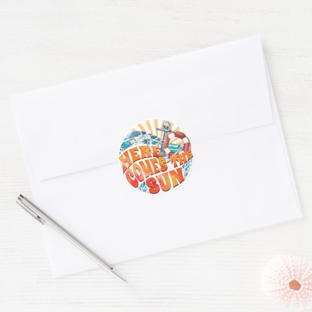 Here Comes The Sun Classic Round Sticker (Envelope)