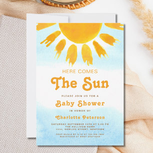 Here Comes The Sun Gender-Neutral Baby Shower Invitation