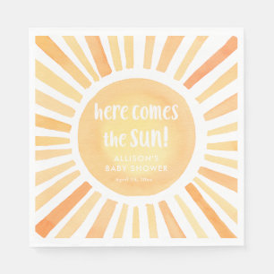 Here comes the sun gender neutral baby shower napkin