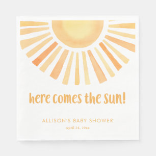 Here comes the Sun gender neutral baby shower Napkin
