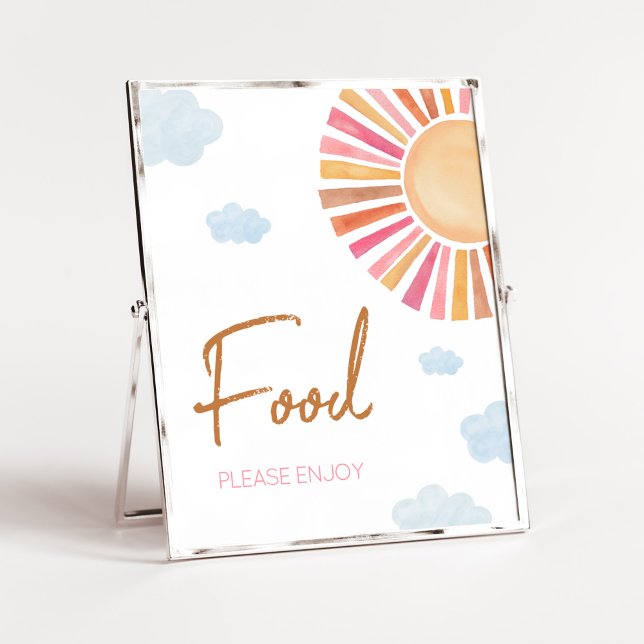 Here Comes The Sun Girl Baby Shower Food Poster (Sunshine Baby Shower Food Sign)
