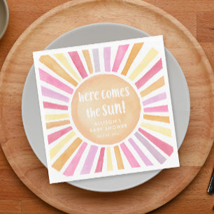 Here comes the sun girl baby shower sunshine napkin