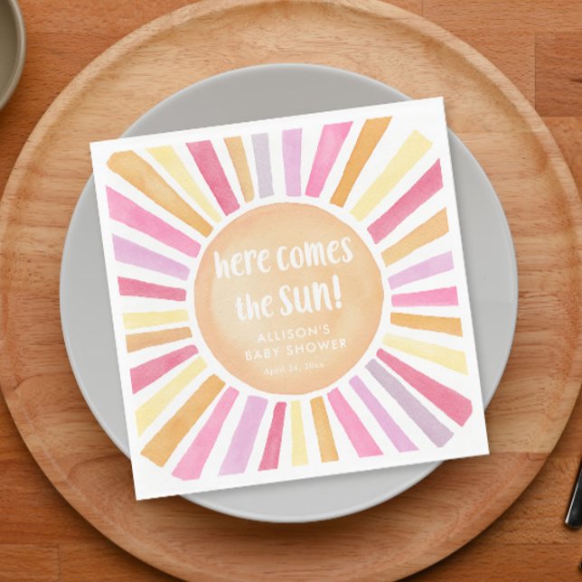 Here comes the sun girl baby shower sunshine napkin (Creator Uploaded)