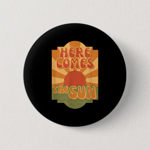 Here Comes The Sun, Hippie Boho Summer, Retro 6 Cm Round Badge