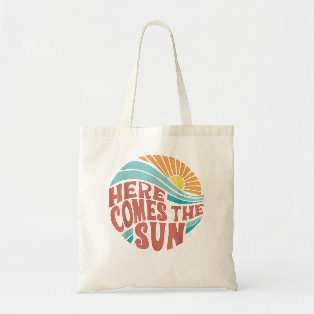 Here Comes The Sun Men Women Toddler Kids Baby Sum Tote Bag (Front)