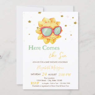 Here Comes The Sun Stars Baby Shower Invitation