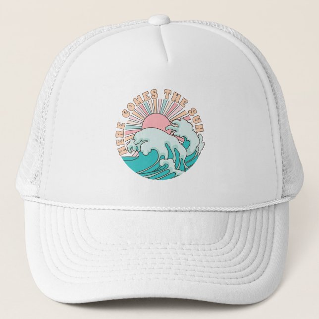 Here Comes the Sun Summer Beach Trucker Hat (Front)