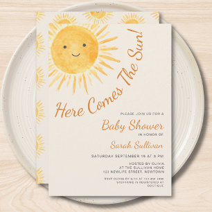 Here Comes The Sun Sunshine Baby Shower Invitation