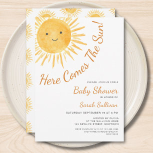 Here Comes The Sun Sunshine Baby Shower Invitation