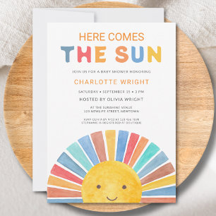 Here Comes the Sun Sunshine Baby Shower Invitation