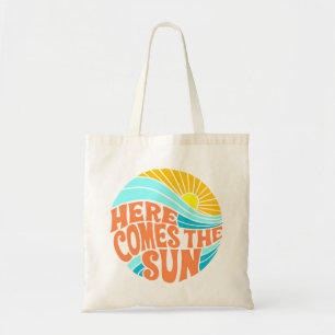 Here Comes the Sun Tee, Retro Style, Hippie Style Tote Bag