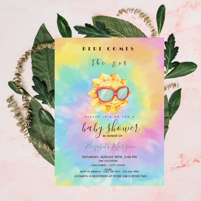 Here Comes The Sun Tie Dye Baby Shower   Invitation (Creator Uploaded)