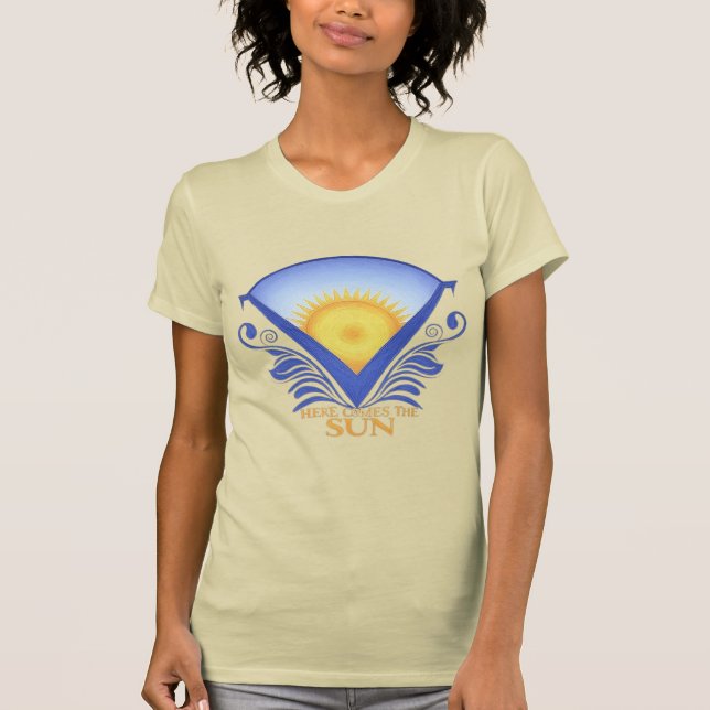 Here Comes the Sun - Vibrant Sunrise Graphic Tee (Front)