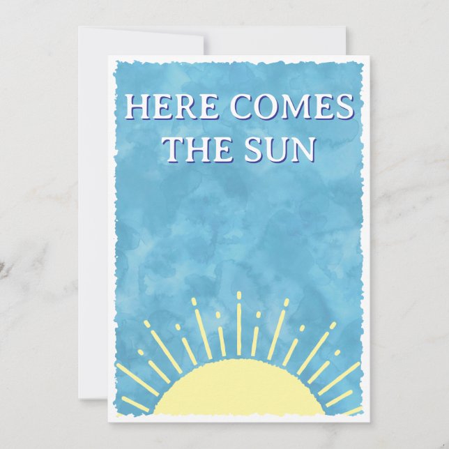 Here Comes The Sun Watercolor Baby Shower Custom Invitation (Front)
