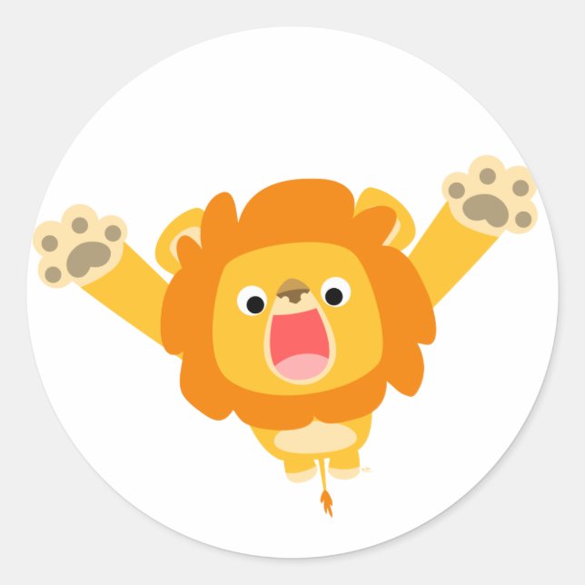 Here comes Trouble (cute cartoon Lion) sticker (Front)