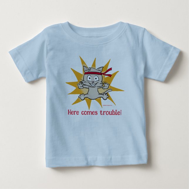 "Here comes trouble!" Funny kitten top (Front)