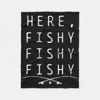 Here Fishing Fisher Fleece Blanket