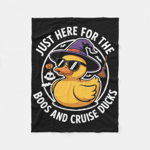 Here For Boos And Cruise Ducks Funny Halloween Duc Fleece Blanket