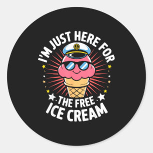 Here for ice cream funny cruise travel matching classic round sticker