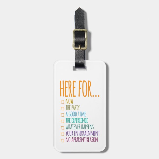 Here for now luggage tag (Front Vertical)