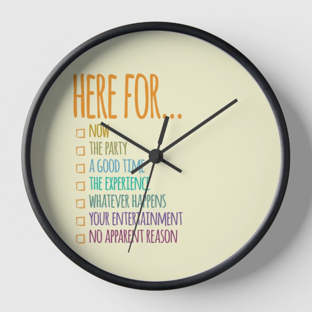 Here for now Offset Ivory BG Clock (Front)