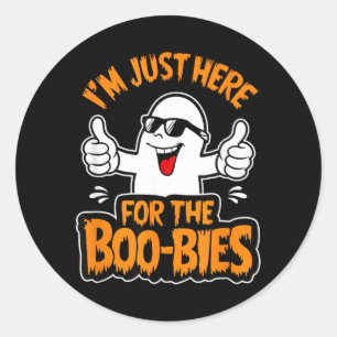 Here for The Boo-bies Ghost Funny Naughty Classic Round Sticker