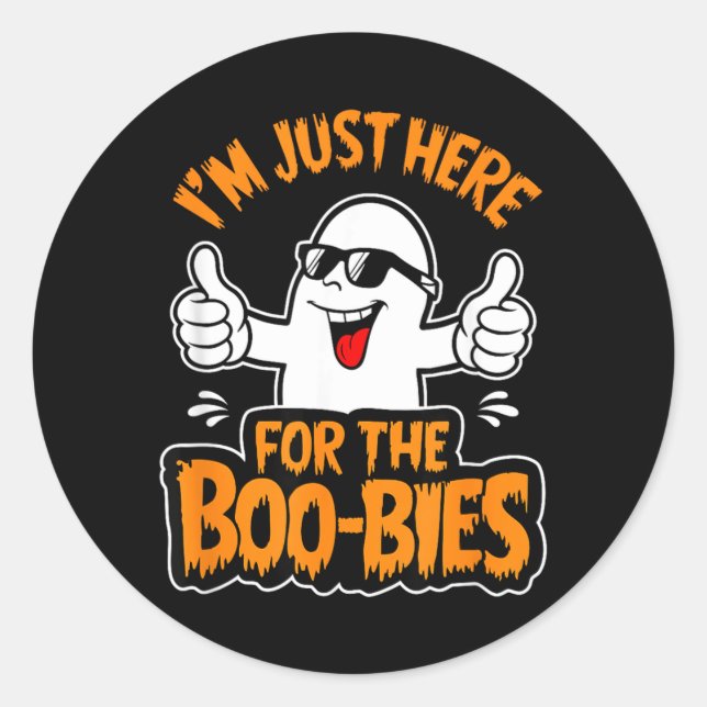 Here for The Boo-bies Ghost Funny Naughty Classic Round Sticker (Front)
