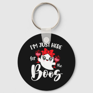 Here For The Boos Cute Ghost Funny Women Halloween Key Ring