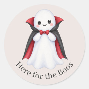 Here for the Boos Cute Vampire Ghost Halloween Classic Round Sticker