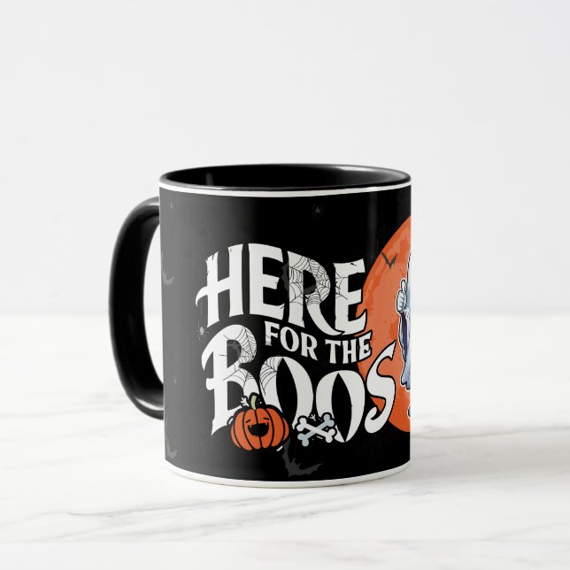 Here for the Boos | Drink Up and Get Your Spook On Mug (Front Left)