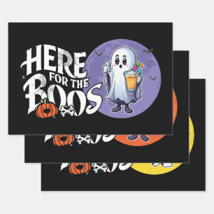 Here for the Boos Drink Up and Get Your Spook On Wrapping Paper Sheet