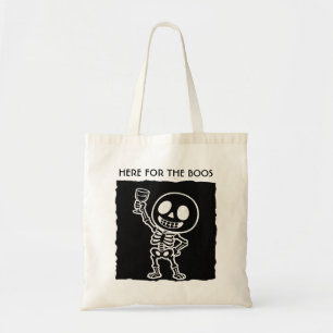 Here for the Boos Funny Skeleton Halloween Canvas Tote Bag