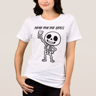 Here for the Boos Funny Skeleton Halloween Tri-Blend Shirt