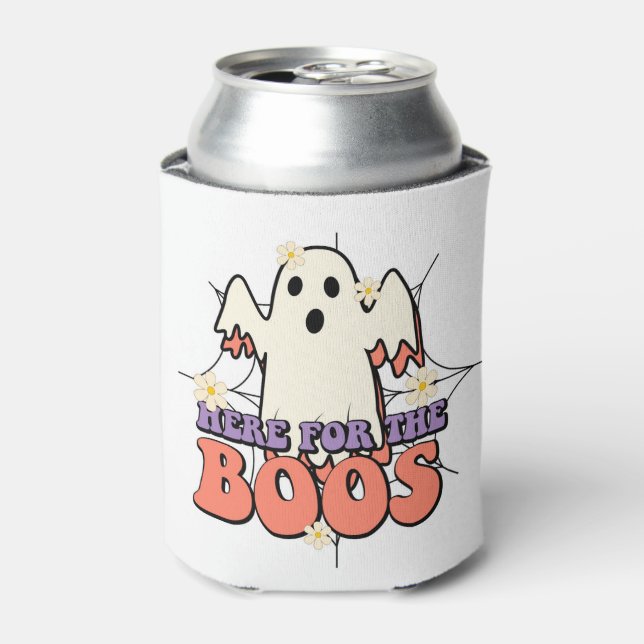 Here For The Boos Ghost Can Cooler (Can Front)