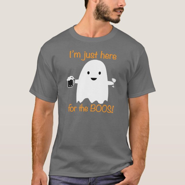 Here For The Boos Halloween Drinking Shirt (Front)