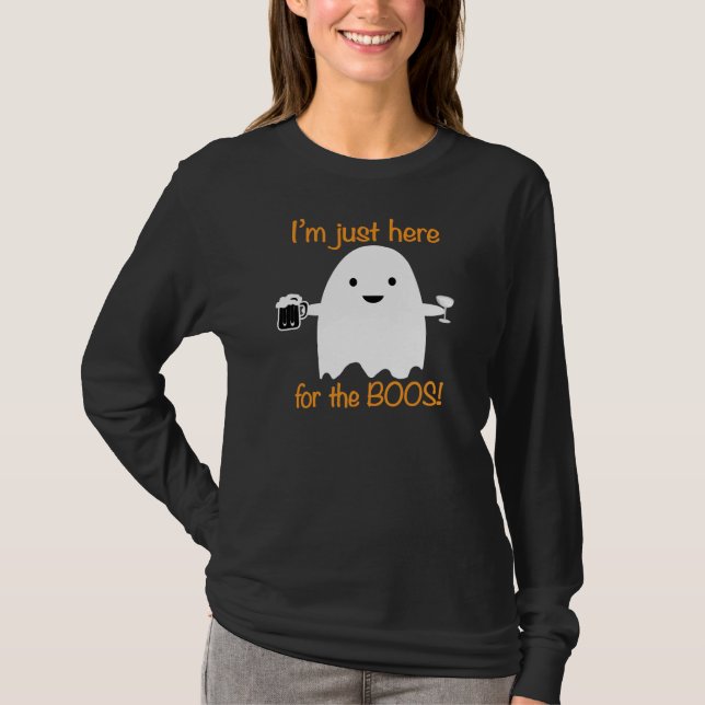 Here For The Boos Halloween Drinking Shirt (Front)