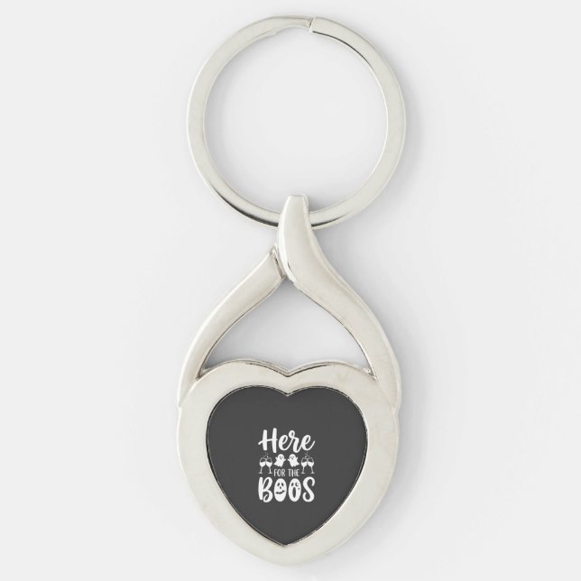 Here For The Boos Halloween Ghost Design_1 Key Ring (Front)