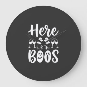 Here For The Boos Halloween Ghost Design_1 Large Clock