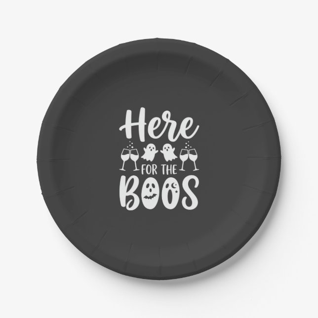 Here For The Boos Halloween Ghost Design_1 Paper Plate (Front)