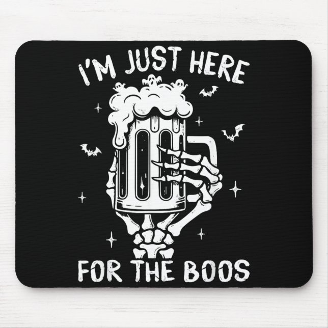 Here For The Boos Skeleton Funny Halloween Costume Mouse Mat (Front)
