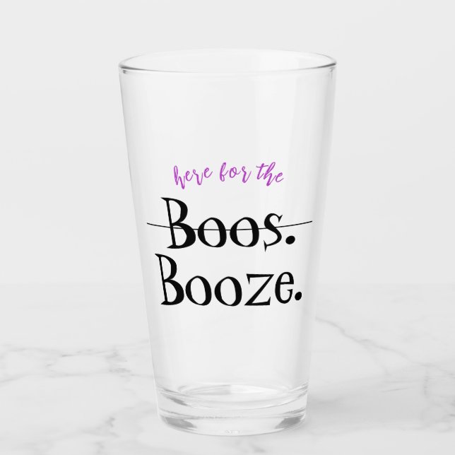 Here for the Booze Funny Adult Halloween Party Glass (Front)
