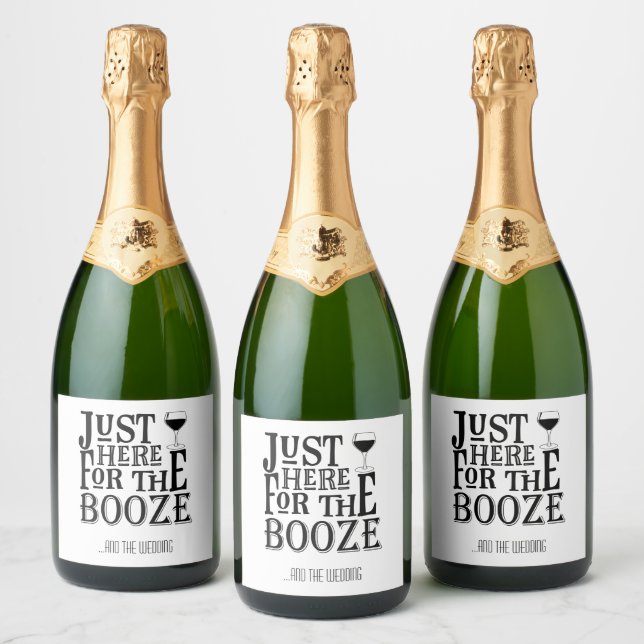 Here for the Booze Sparkling Wine Label (Bottles)