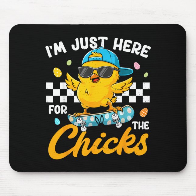 Here for The Chicks for Toddler Boy Kids Easter Mouse Mat (Front)