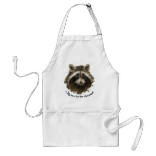 Here for the Chocolate, Funny Quote, Racoon, Cute Standard Apron