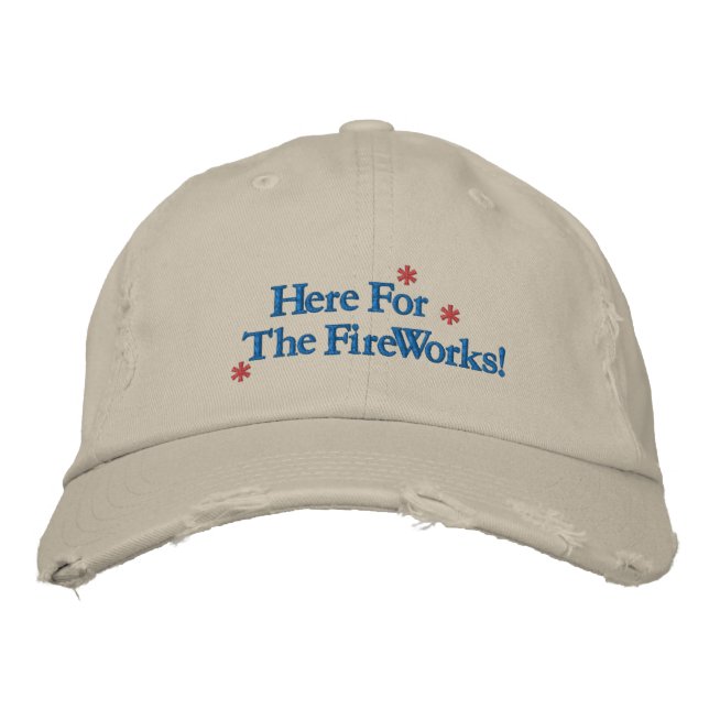 Here for the Fireworks Embroidered Baseball Cap (Front)
