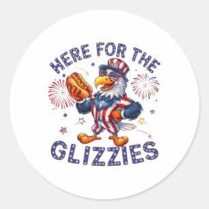 Here For The Glizzies Hot Dog America Flag  Classic Round Sticker