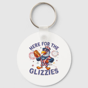 Here For The Glizzies Hot Dog America Flag Key Ring