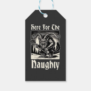Here for the Naughty Krampus Spooky Xmas Devil  Gift Tags